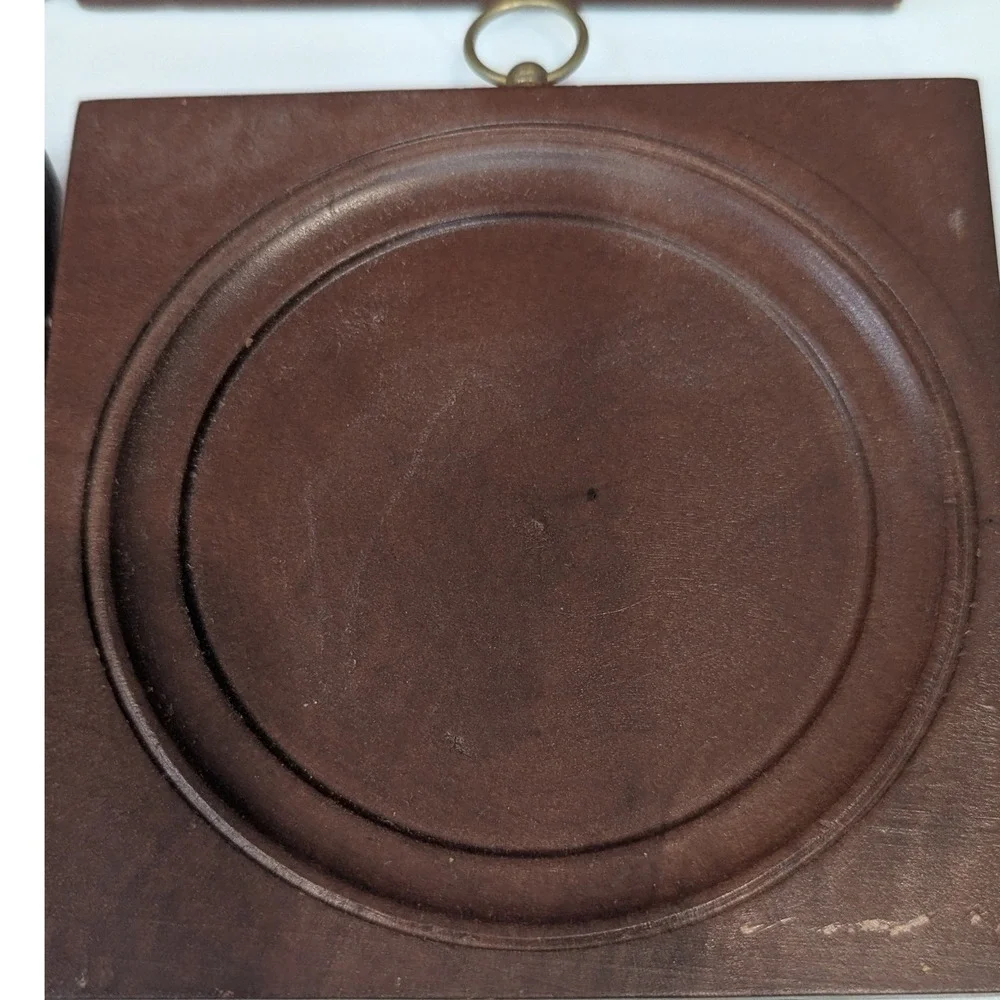Vintage Ardco Wood Plate Frames Set of 4 Square Wall Hanging Plaque Brown Decor